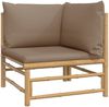 vidaXL 3-tlg. Garten-Lounge-Set mit Taupe Kissen Bambus 3155119 Bild 4
