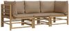 vidaXL 3-tlg. Garten-Lounge-Set mit Taupe Kissen Bambus 3155119 Bild 3
