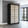 Schwebetürenschrank PARIS 2-türig Schrank 120 cm (mit Spiegel) Farbe: Schwarz , sonoma Bild 2