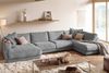 KAWOLA Sofa MADELINE Wohnlandschaft U-Form Cord grau Longchair links 86 x 224 x 425 cm Bild 2