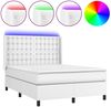vidaXL Boxspringbett mit Matratze & LED Weiß 140x190 cm Kunstleder 3139380 Bild 2