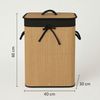 Koopman Wäschekorb Wäschebehälter Wäschesammler Korb Bambus Faltkorb Badezimmer (Stück, 1 St, Packung), Braun / Schwarz, Faltbar, 60x40x30cm, mit Deckel, Dekorativ Bild 3