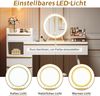 Schminktisch mit LED-Spiegel 100x41,5x102 cm, Weiß, ausziehbare Platte & 6 Schubladen (ohne Hocker) Bild 5
