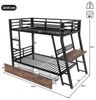 Flieks Etagenbett, LED Metallbett 90x200cm mit Rausfallschutz, Schreibtisch, Schubladen Bild 4