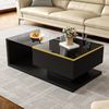 Couchtisch 90x50 cm Hochglanz Schwarz LED Beleuchtung App Steuerung 16 Farben Glasplatte Wohnzimmer Bild 5