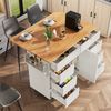 Moderne Kücheninsel, Küchenschrank, Ausziehbarer Küchenwagen mit Rollen und Arbeitsplatte, Servierwagen mit Gewürzregal und 8 Schubladen, weiß Bild 2
