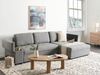 Eckschlafsofa 3-Sitzer HRISEY Kunstleinen Grau mit Stauraum linksseitig Bild 3