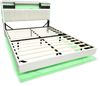 Polsterbett 160x200cm mit LED-Beleuchtung und USB-Steckdose, Kopfteil mit Stauraum, Schwebebett Jugendbett Erwachsenenbett, Leinenstoff, Beige Bild 4