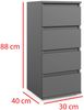 Schmale Kommode 30 cm Modulo, Sideboard, Weiß, 4 Schubladen, Matt, 88 x 40 x 30 cm Bild 2