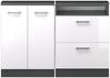 Dachschrägenschrank-Set Rion Weiß Hochglanz/Anthrazit 2er Set Vicco Bild 5