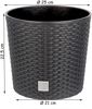 BigDean Blumentopf 25cm - Rattan-Optik - Anthrazit - Pflanzkübel mit Einsatz - Rattan-Blumentopf Pflanztopf rund - In / Outdoor - Höhe 22,5 cm Bild 5