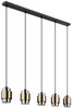 Pendellampe, Metall, Glas rauchfarben, 5 Flammig, L 105 cm Bild 2
