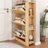 Schuhschrank 70 x 23,5 x 115 cm, MDF in Natur mit 3 Türen und offenen Seitenfächern Bild 4