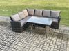 Fimous Gartenlounge Set Rattan Ecksofa Set Rechteckiger Esstisch Dunkelgrau gemischt Bild 2