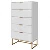 UEV Kommode mit 5 Schublanden, Sideboard, Schubladenschrank, Schmal kommode modern (60x34x110cm, Schrank für Wohnzimmer Schlafzimmer Flur Büro), mit Kippschutz Aufbewahrungskommode, Mehrzweckschrank aus Holz Bild 2