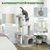 PawHut Kratzbaum Plüsch, für Katzen unter 6 kg, Mit hängendem Ball, Sisal-Kratzsäulen, Hellgrau Bild 4