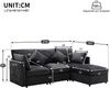 Sofa L‑Form Sitzfläche 216x161x81 cm, Chenille grau, 3–4‑Sitzer mit beweglichem Fußhocker, Sitztiefe 55 cm Bild 4