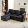 Sofa L‑Form Sitzfläche 216x161x81 cm, Chenille grau, 3–4‑Sitzer mit beweglichem Fußhocker, Sitztiefe 55 cm Bild 2