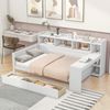 Schlafsofa 90x200 cm mit USB-Ladeanschluss, 2 Schubladen, Untertischablage, Schreibtischfunktion, multifunktionales Schlafsofa,Weiß Bild 5