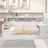 Schlafsofa 90x200 cm mit USB-Ladeanschluss, 2 Schubladen, Untertischablage, Schreibtischfunktion, multifunktionales Schlafsofa,Weiß Bild 4