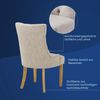 KHG 2er Set Esszimmerstühle Relax-Sessel grau Webstoff, kleine Armlehnen - Rückenlehne mit Zierknöpfen, Massivholz Stuhlbeine - Küchenstuhl, Design Stuhl Lounge Sessel Bild 2