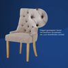 KHG 2er Set Esszimmerstühle Relax-Sessel grau Webstoff, kleine Armlehnen - Rückenlehne mit Zierknöpfen, Massivholz Stuhlbeine - Küchenstuhl, Design Stuhl Lounge Sessel Bild 3