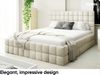 MEBLINI Polsterbett 180x200 mit Lattenrost mit Matratze – ANDREA – Weiß Milch Boucle – Doppelbett mit Bettkasten - Stauraumbett - Kopfteil Bett mit Stauraum Bild 3