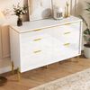Sideboard, Spanplatte mit 6 Schubladen, Hochglanz-Fronten, 120x40x85,5 cm, Weiß Bild 3