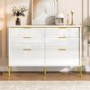 Sideboard, Spanplatte mit 6 Schubladen, Hochglanz-Fronten, 120x40x85,5 cm, Weiß Bild 2