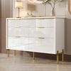Sideboard, Spanplatte mit 6 Schubladen, Hochglanz-Fronten, 120x40x85,5 cm, Weiß Bild 5