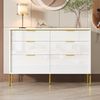 Sideboard, Spanplatte mit 6 Schubladen, Hochglanz-Fronten, 120x40x85,5 cm, Weiß Bild 4
