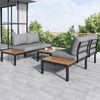 Merax Gartenlounge-Set wetterfest Lounge Set ,Rahmen aus verzinktem Stahl, (2x 2-Sitzer-Sofa, 2x Beistelltisch, 1x Tisch), Akazienholz Tischplatte ,Stoffbezug kann die Rückseite des Stuhls abdecken, Grau Bild 2