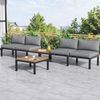 Merax Gartenlounge-Set wetterfest Lounge Set ,Rahmen aus verzinktem Stahl, (2x 2-Sitzer-Sofa, 2x Beistelltisch, 1x Tisch), Akazienholz Tischplatte ,Stoffbezug kann die Rückseite des Stuhls abdecken, Grau Bild 3