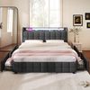Polsterbett 180×200 cm mit USB, Steckdosen, LED und 4 Schubladen Grau, ohne Matratze Bild 4