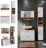 Badmöbel-Set Irma Weiß Hochglanz/Goldkraft Eiche 3 Teile, mit Spiegelschrank 80 cm Vicco Bild 2