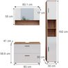 Badmöbel-Set Irma Weiß Hochglanz/Goldkraft Eiche 3 Teile, mit Spiegelschrank 80 cm Vicco Bild 3