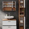 Badmöbel-Set Irma Weiß Hochglanz/Goldkraft Eiche 3 Teile, mit Spiegelschrank 80 cm Vicco Bild 5