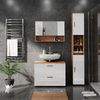 Badmöbel-Set Irma Weiß Hochglanz/Goldkraft Eiche 3 Teile, mit Spiegelschrank 80 cm Vicco Bild 4