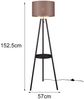 Tripod Stehleuchte COLETTE, Stoffschirm Taupe/Gold & Ablagetisch, Höhe 152cm Bild 4