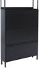 Schuhschrank HWC-O86, Schuhregal Schuhkipper, 3 Kippfächer Ablage Haken Metall 201x80x20cm ~ schwarz Bild 5