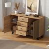 Merax Wohnzimmer Sideboard, Hohldesign Schrank mit 4 Schubladen, eistelltisch mit 2 Schränken, Kommode, Wohnzimmerschrank mit 5 Massivholzbeinen, Holzfarbe Bild 3