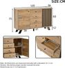 Merax Wohnzimmer Sideboard, Hohldesign Schrank mit 4 Schubladen, eistelltisch mit 2 Schränken, Kommode, Wohnzimmerschrank mit 5 Massivholzbeinen, Holzfarbe Bild 4