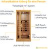 Artsauna Infrarotkabine Nyborg S90V - Infrarotsauna Vollspektrumstrahler, LED-Farblicht & große Glastür - Wärmekabine für 1 Person 90 x 90 cm Bild 3