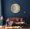 Wandspiegel 60 cm Metall Design Hängespiegel Gold, Eisen Dekospiegel Rund mit Rahmen Hammerschlag, Spiegel Wand Groß, Flurspiegel Garderobenspiegel Modern Bild 3