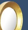 Wandspiegel 60 cm Metall Design Hängespiegel Gold, Eisen Dekospiegel Rund mit Rahmen Hammerschlag, Spiegel Wand Groß, Flurspiegel Garderobenspiegel Modern Bild 5