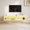 TV-Lowboard zur Wandmontage mit RGB-LED, 140 x 40 x 30 cm, Hochglanz-Weiß, 2 offene Fächer Bild 3