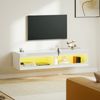 TV-Lowboard zur Wandmontage mit RGB-LED, 140 x 40 x 30 cm, Hochglanz-Weiß, 2 offene Fächer Bild 1