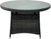 Fimous 4-Sitzer Rattan Gartenmöbel Set Polyrattan Esstisch und Stühle Sets Outdoor Lounge Sitzgruppe mit Glas für Rasen;Terrasse;Dunkelgrau Gemischt（4 Stühle + Mittlerer Runder Tisch） Bild 3