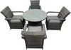 Fimous 4-Sitzer Rattan Gartenmöbel Set Polyrattan Esstisch und Stühle Sets Outdoor Lounge Sitzgruppe mit Glas für Rasen;Terrasse;Dunkelgrau Gemischt（4 Stühle + Mittlerer Runder Tisch） Bild 2