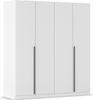 rauch Kleiderschrank Alba, Drehtürenschrank, Garderobenschrank, 4-türig, mit 3 Kleiderstangen, 4 Einlegeböden und Schubladeneinsatz, Farbe Weiß, Griffstange Grau metallic, Schwarz, 181x197x54cm Bild 3